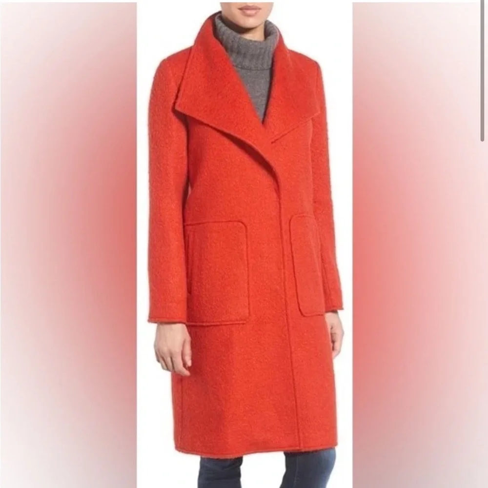 NWT BERNARDO‎ SIZE 1X navy blue wool blend coat textured